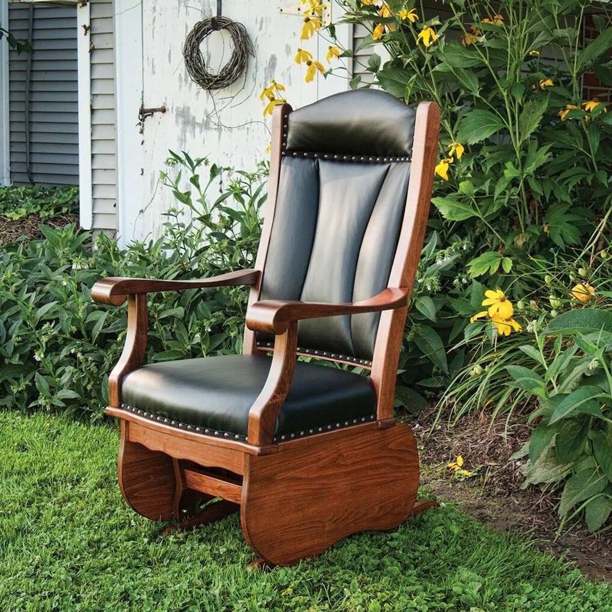 Buckeye Rockers Gliders BG40 Solid Wood Glider with Nailhead Trim